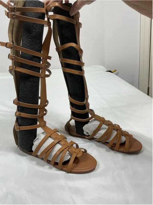Womans New Bf Betani Pocahontas Knee High Gladiator Sandals 9 Cognac Strappy - Image 4