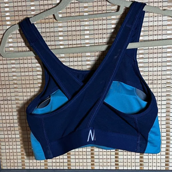 Nike Lg Dry-Fit Two Tone Blue Sports Bra - Image 2