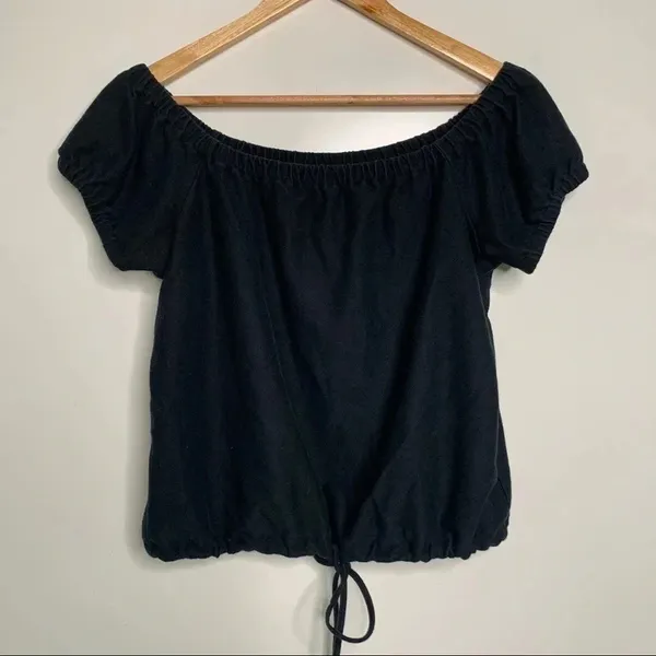 Madewell Black Melody Off-The-Shoulder Top Size Large - Image 2