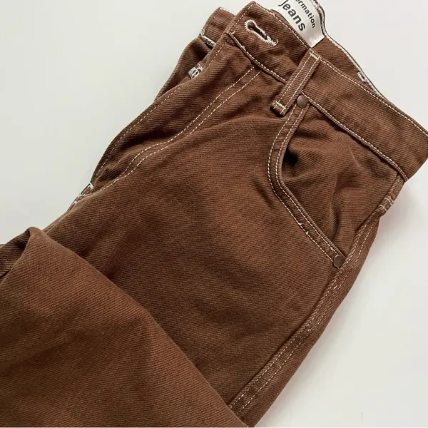 Reformation • Cowboy Straight Chocolate Wash Jeans with White Stitching - Image 5