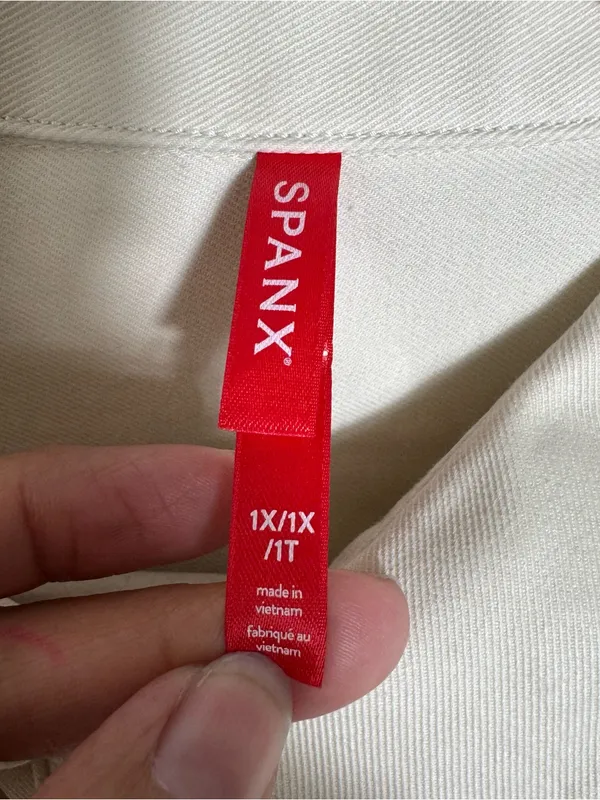 SPANX Stretch Twill‎ Utility Dress Eggshell Button Front Size 1X NEW - Image 7