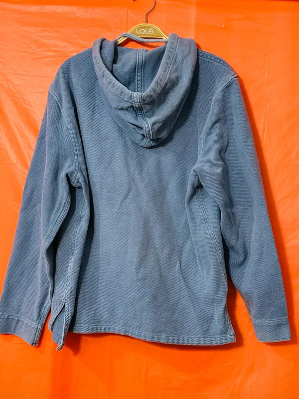 Outerknown Women's Faded Denim-Blue Cotton Hooded Pullover - Image 4
