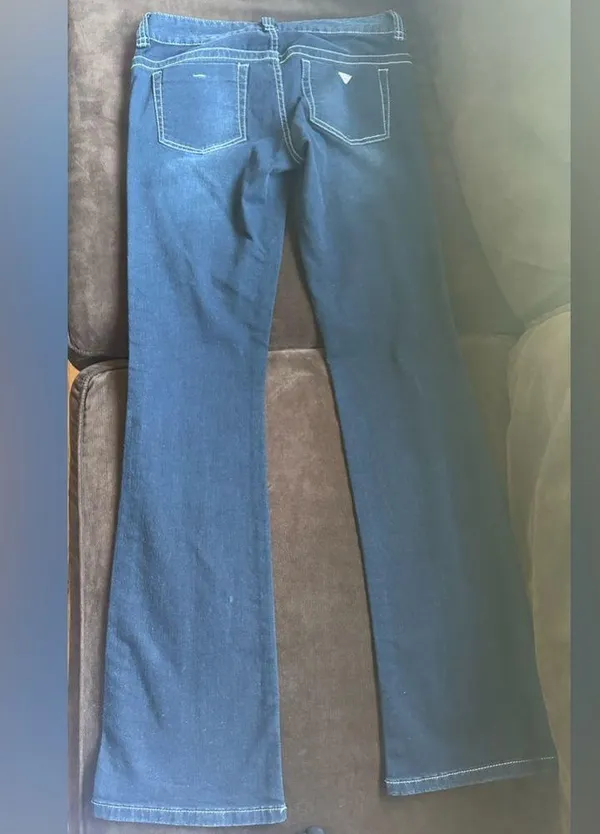 Guess Los Angeles Wide Leg Dark Low Waist Blue Jeans Sz 29 - Image 2