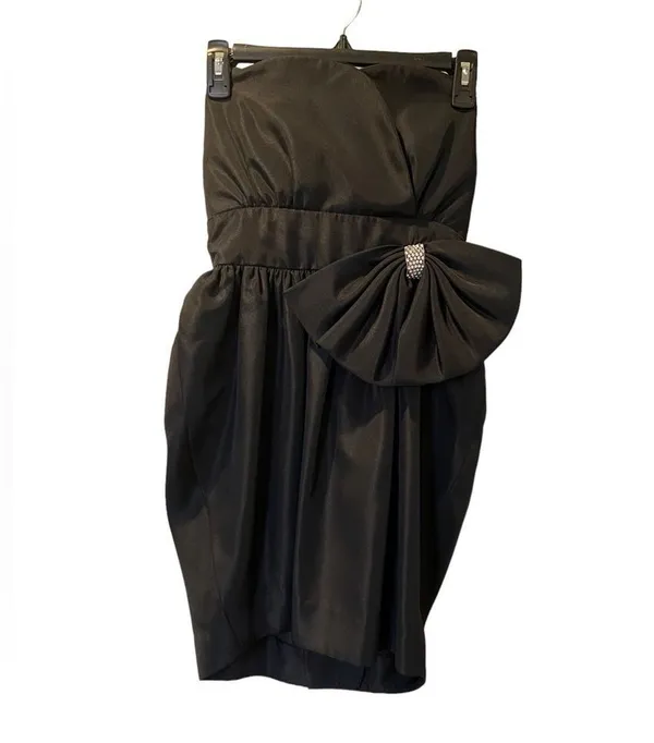 HOST PICK Vintage Talbots Kappi 80’s Black Taffeta Strapless PROM Dress Size SP - Image 3