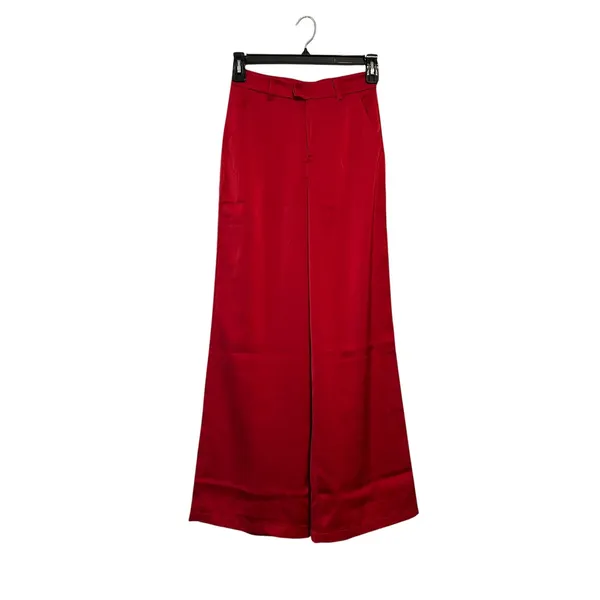Lulus Modern Approach Red Satin Wide-Leg Pants Size Small - Image 4
