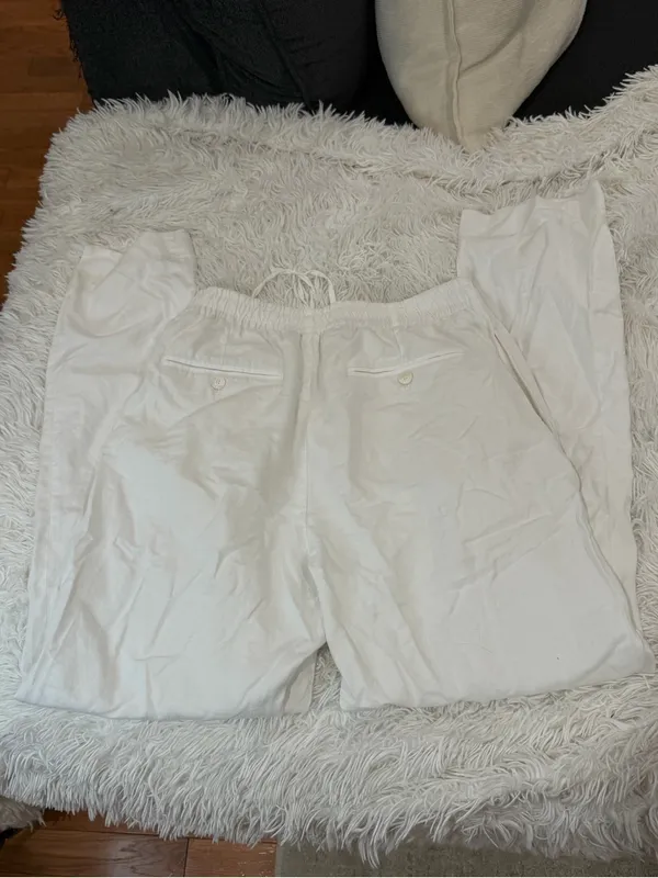 Zara White linen Casual Pants - Image 4