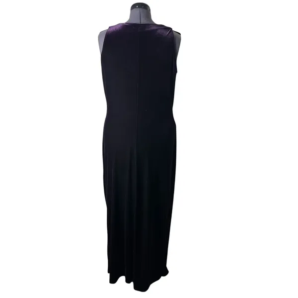 Vintage AGB Dark Purple Beaded Velvet Sleeveless Maxi Dress Whimsigoth Wedding - Image 3