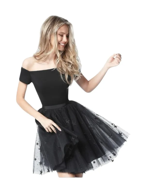 new Sherri Hill ★ 51505 ★ Off the Shoulder Tulle A Line Cocktail Dress ★ Black 4 - Image 14