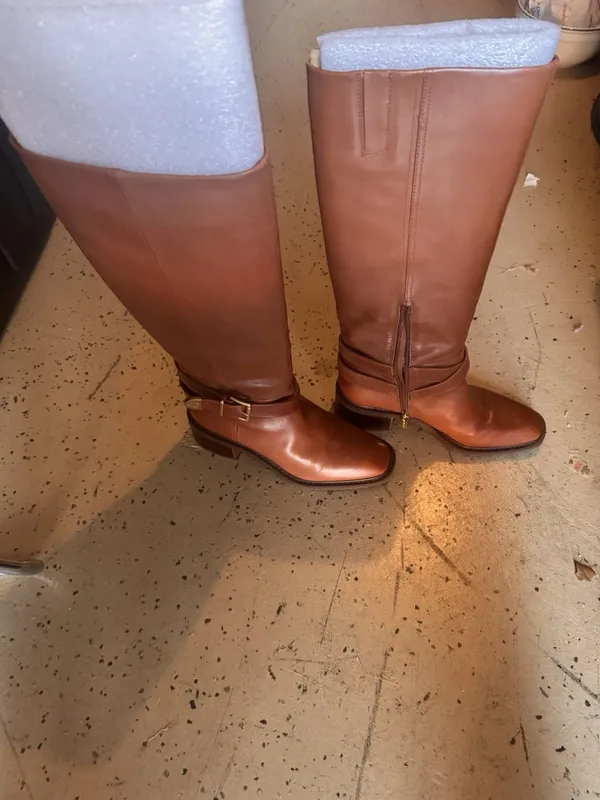 Vince Camuto Tan Riding Boots Leather Straps 10M - Image 6