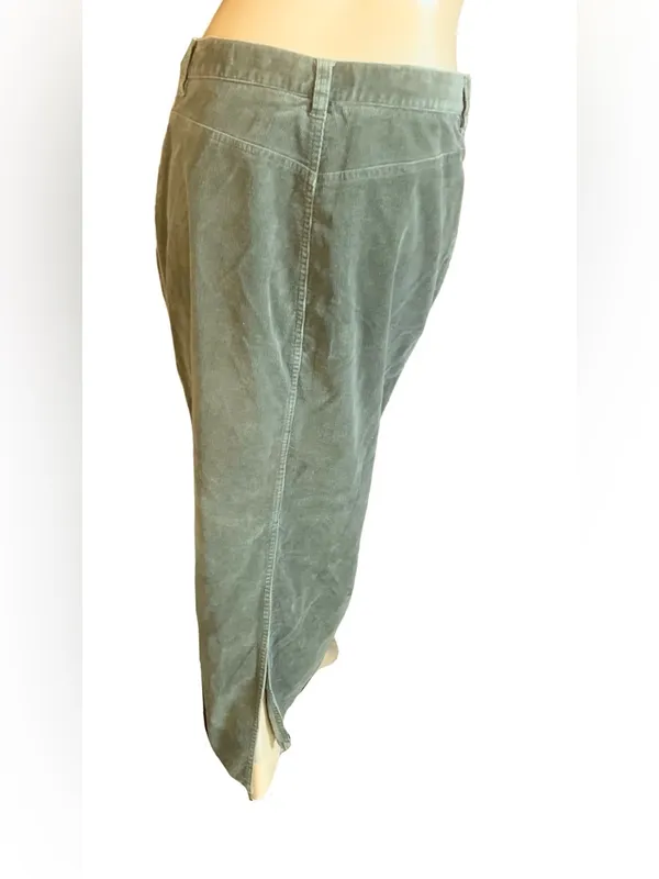Jones New York Sage Green Corduroy Cotton Blend Maxi Skirt (10) - Image 5
