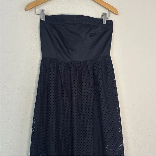 Ann Taylor Navy Blue Strapless Maxi Dress Resortwear Mesh Beachy Vacation Preppy - Image 4