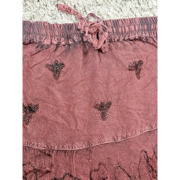 Womens Skirt Free Size Brown Boho Forest Fairy Hippie Floral Festival Maxi Flowy - Image 13