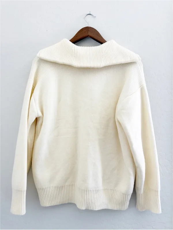 Anthropologie by English Factory Quarter zip Knit Sweater pocket front Size S - Image 12