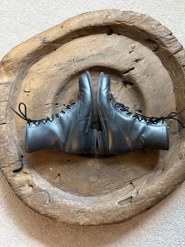 Justin Boots gray metallic kiltie roper lacer leather granny boots women's sz 6 - Image 5