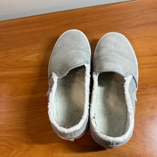 Vans Classic Slip On Sherpa Lined Sneaker Grey Suede Leather Comfort Winter W8.5 - Image 5