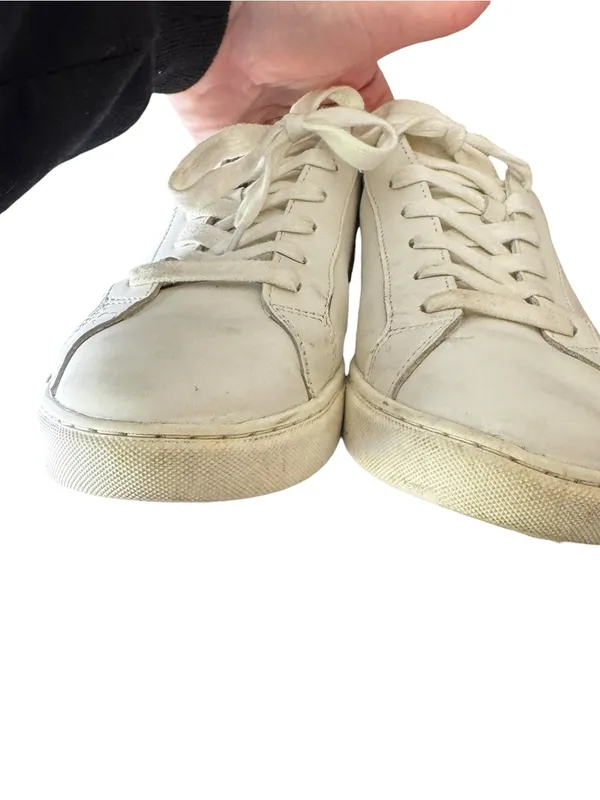 J.McLaughlin - Angelique White Leather Lace-Up Sneakers Tan Accent Sz 9M - Image 4