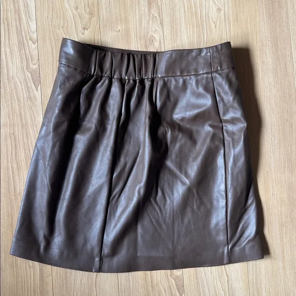 Brown Leather Mini Skirt - Image 4