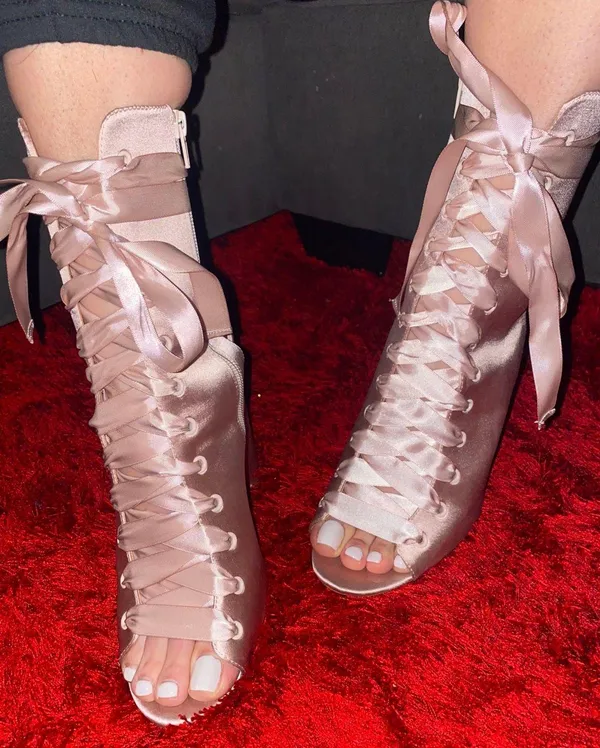 ALDO Satin Ribbon Lace Up Heels Pink 9 - Image 2