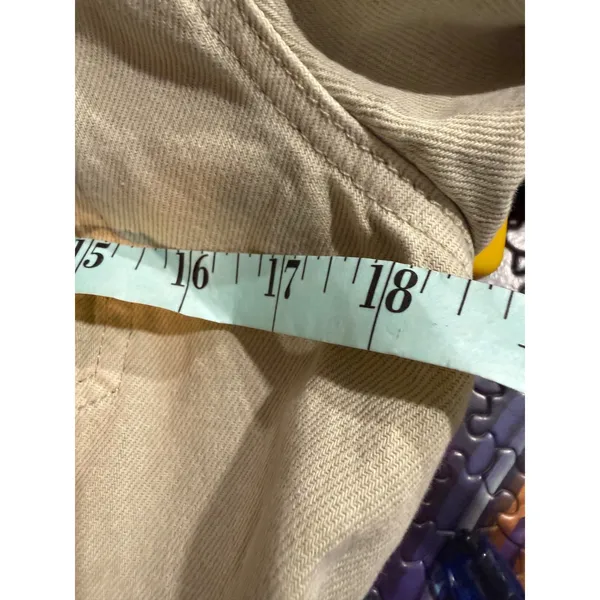 7 For All Mankind Unique Utility Denim Jumpsuit‎ Dress Khaki Button Front Pockets Size S - Image 6