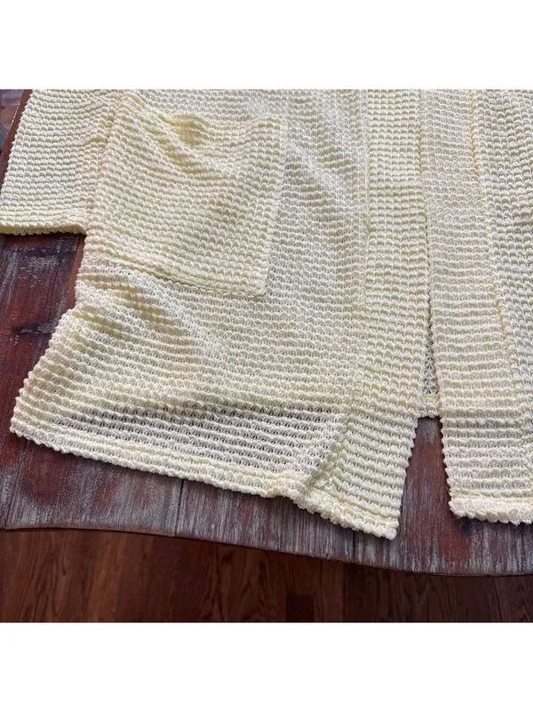 Blakeley Poppy Popcorn Knit Cardigan Pale Yellow Petite Small - Image 4