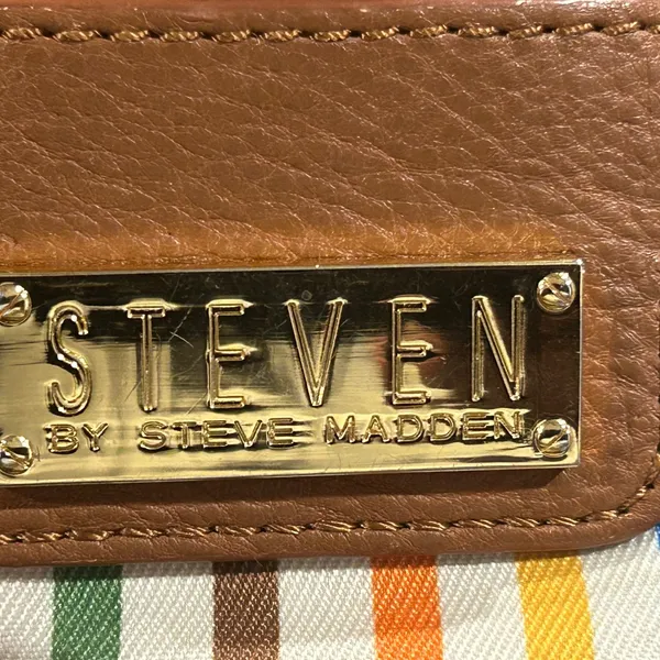 Steven by Steve Madden Brown genuineLeather Bag with Gold hardware and zippers - Image 7