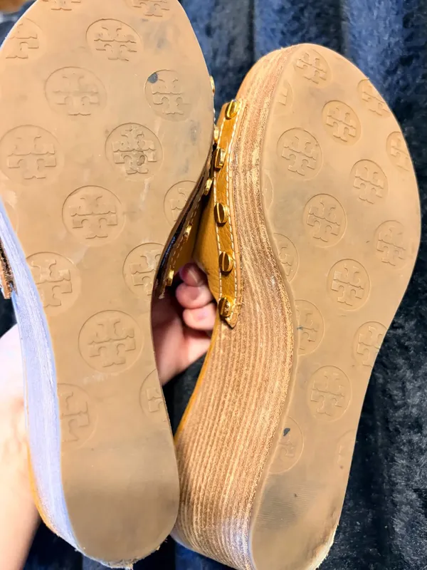 Tory Burch Cognac Leather Logo Slide Mules - Image 9