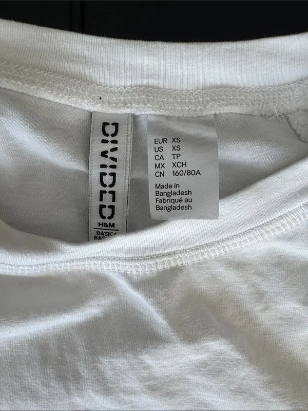 H&M White Short Sleeve Crop Top - Image 2