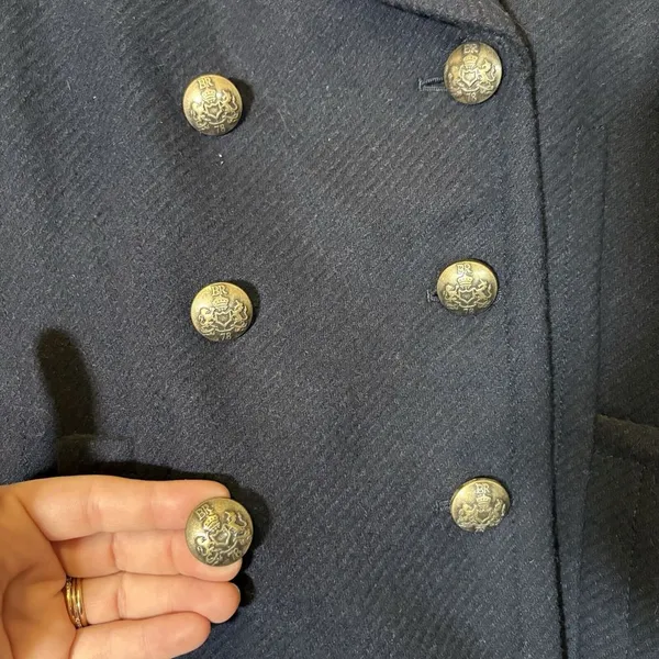 Banana Republic Women's‎ Double Breasted Navy Pea Coat With Gold Buttons XS - Image 3