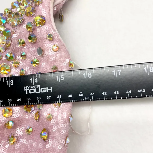 La‎ Femme Sequin Crystal Mini Dress Womens Sz 6 Pink Glam Homecoming Y2K - Image 2