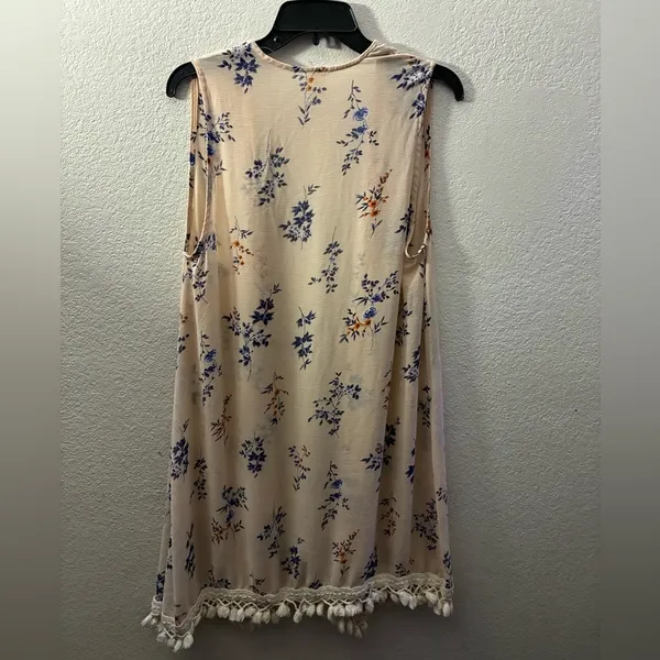 I Joah Floral Sleeveless Kimono with Tassel Hem M - Image 3