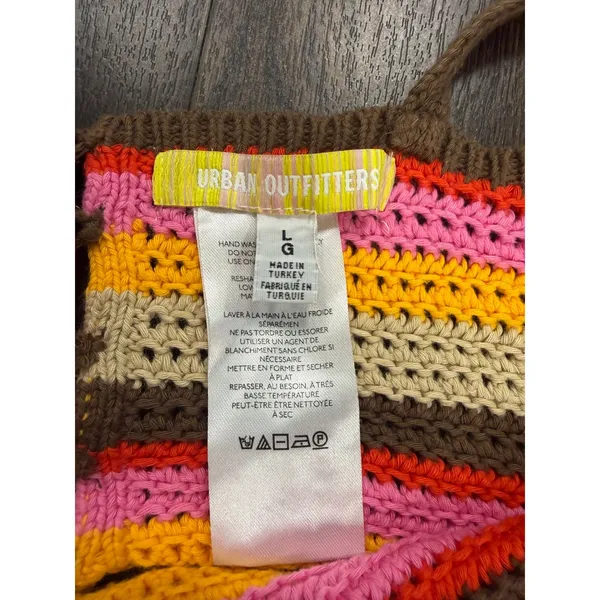 Urban Outfitters Crochet Striped‎ Bandana Crop Top - Size L - Image 2