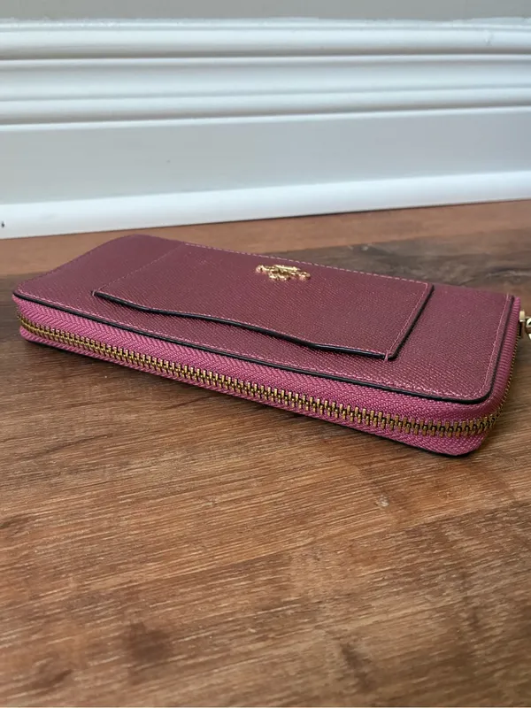 Coach Metallic Crossgrain Leather Zip-Around Long Wallet F21068 - Image 9