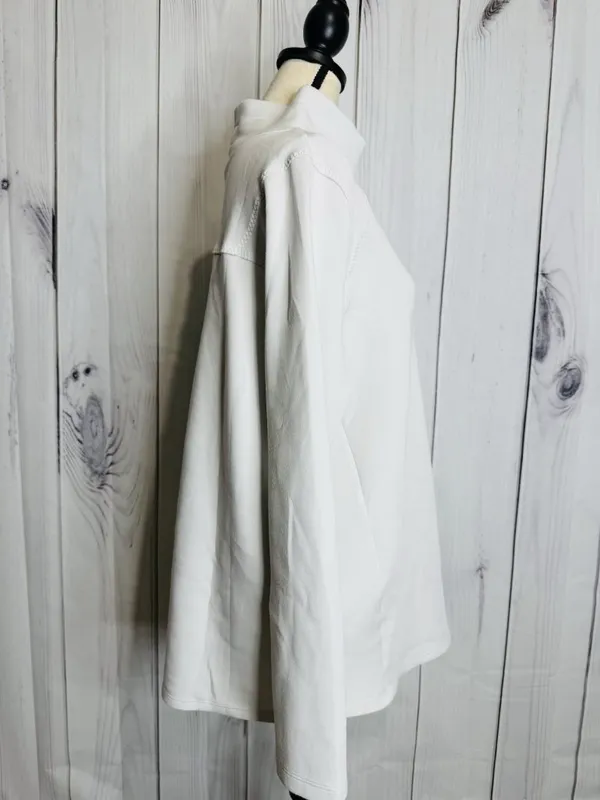 Spanx Air Essentials Got-Ya-Covered Mock Neck Pullover Top Off White Sz XL - Image 8