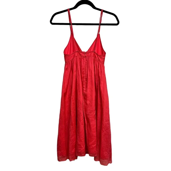 J. Crew Pink Cotton Spaghetti Strap Layered Full‎ Skirt A line Dress Size 0 - Image 2