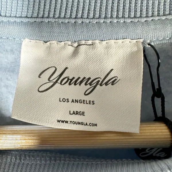 Youngla Crewneck Cropped Long Sleeve Sweatshirt Size Large Blue - Image 3