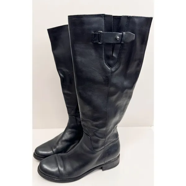 Blondo Black Leather‎ Waterproof Knee High Riding Boots Size 6M Buckle Detail - Image 2