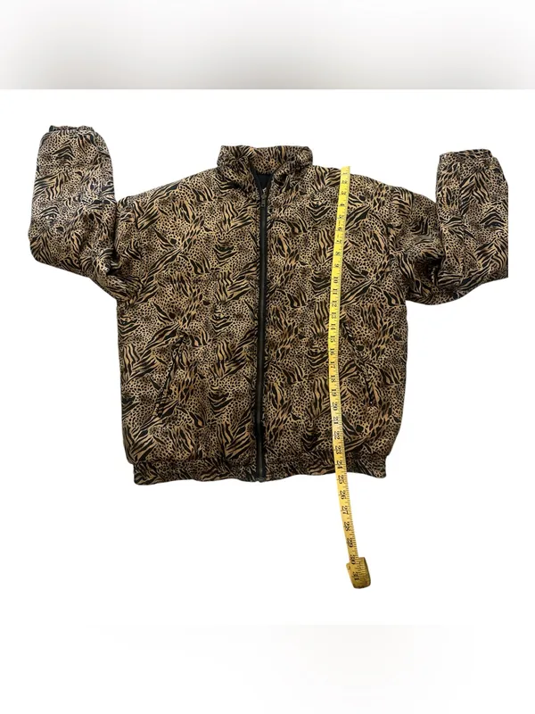 VTG Stunt Sports 100% Silk Leopard Print Bomber Jacket - Oversized S - Image 4