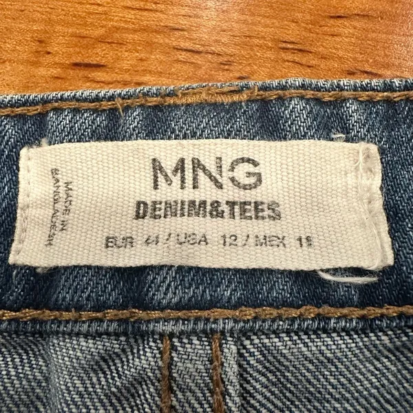 MNG Mango Denim & Tees Cutoff Jean Shorts Medium Wash Coastal Boho Sz 12 - Image 7