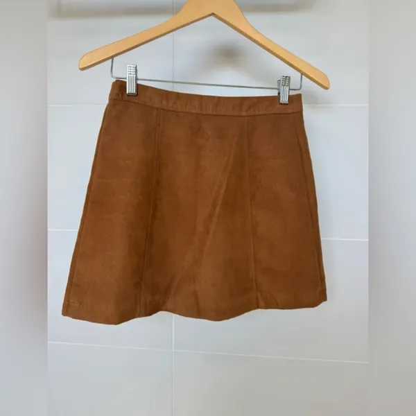 Hollister Brown Button-Front Mini Skirt Size 3‎ - Image 3