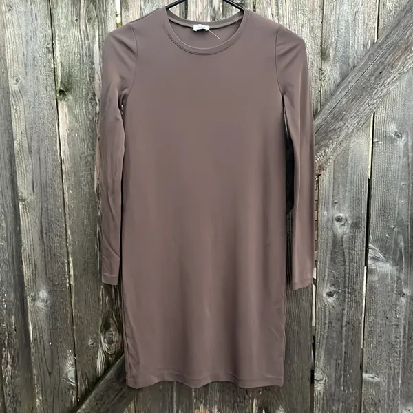 NWOT Aritzia Wilfred Metonymie Taupe Long Sleeve Dress Generous Size XXS - Image 4