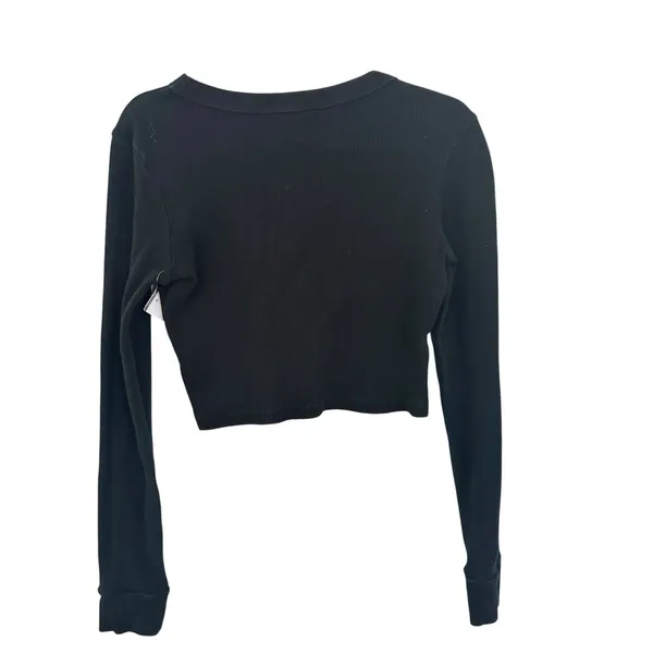 MATE the Label Organic Thermal Boxy Crop top in jet black size small - Image 4
