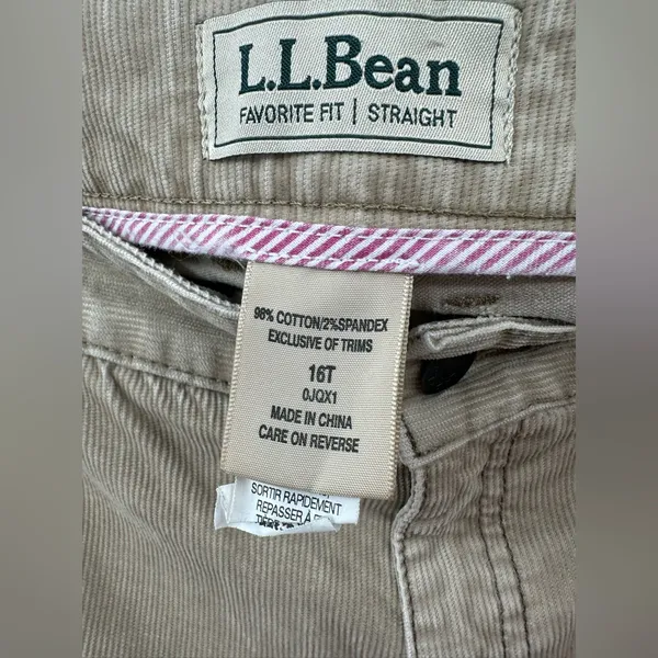L.L. Bean Women's Favorite Fit Straight Tan Pants Size‎ 16T - Image 3