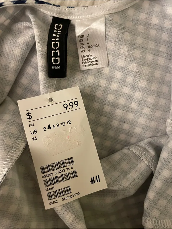 H&M Light Blue and White Gingham Sundress - Image 3