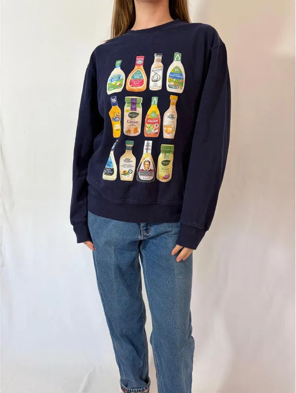Navy Blue Ranch Bottle Funny Crewneck Oversized Sweatshirt - Image 5