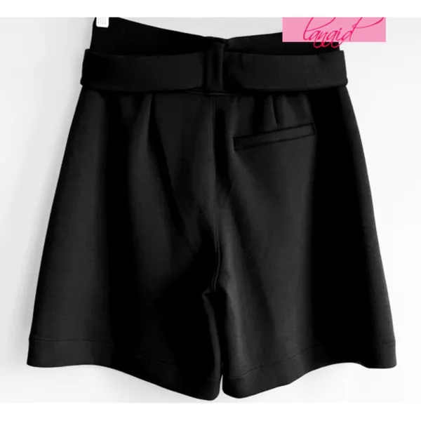 Spanx AirEssentials Bermuda Short Very Black High-Rise Waist Tie-Waist Belted XS - Image 7