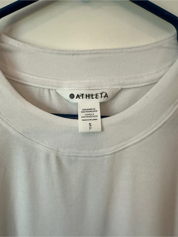Athleta women’s White Short-Sleeve 3/4 sleeve dri fit fabric Crew Tee - Image 2