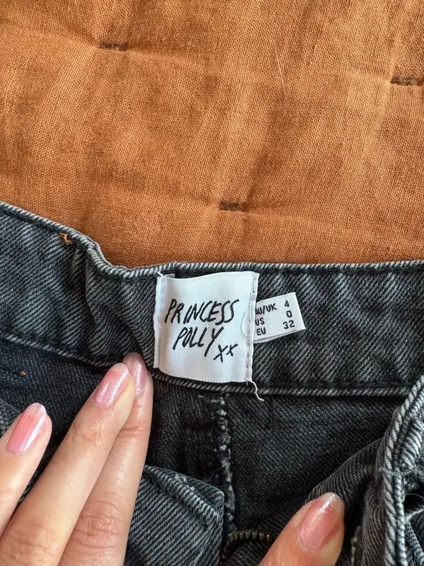 Princess Polly Black Denim Shorts High-Waisted - Image 3