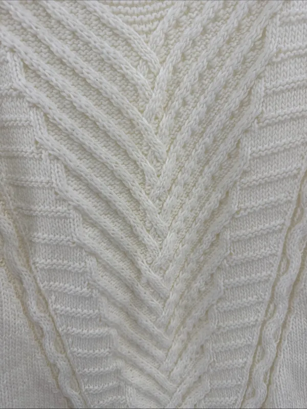 American Eagle Outfitters Cream Crewneck cable Knit Sweater wool blend L winter - Image 9