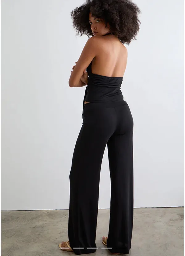 Motel Rocks Donata Trouser In Black With Belt - Image 2