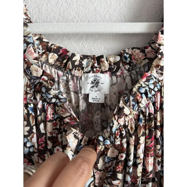 Stockplace The‎ Label Floral Puff Sleeve Midi Dress Women's Small Cottagecore - Image 7
